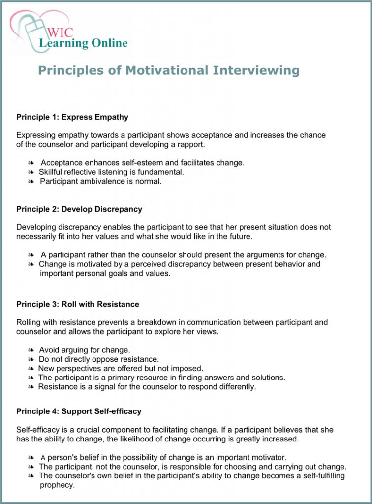 Motivational interviewing resources eat smart move more nc